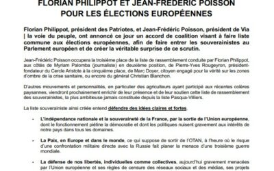 [Communiqué de presse] Accord de coalition entre Florian Philippot et Jean-Frédéric Poisson pour les élections européennes