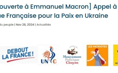 [Lettre ouverte à Emmanuel Macron] Appel à une politique Française pour la Paix en Ukraine